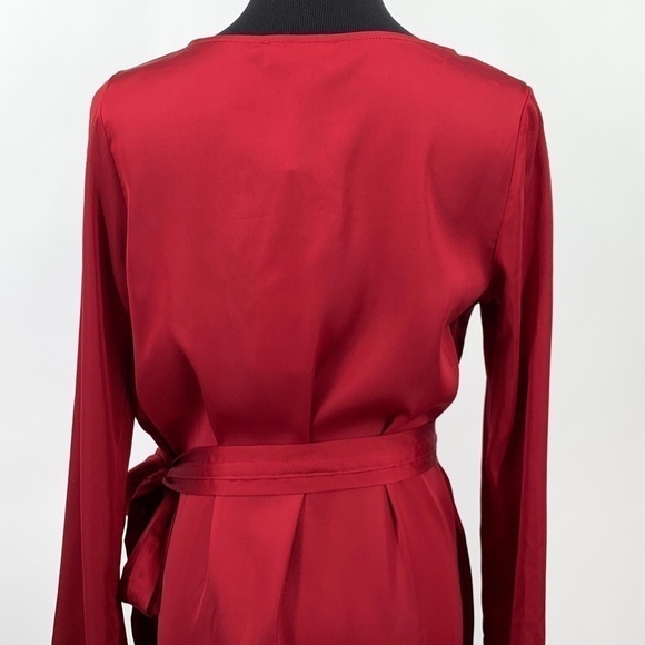 FOR LOVE & LEMONS x JAIME KING LA LYDIA RUBY RED  ROBE LONG SLEEVE WRAP DRESS - Picture 12 of 15